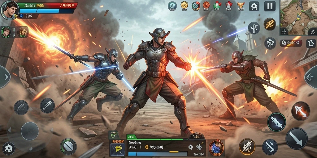 Screenshot gameplay TPS 789RP dengan aksi pertempuran yang intens.
