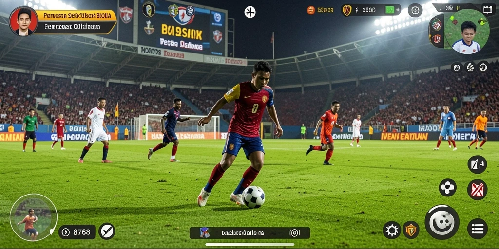 Tampilan mendebarkan dari gameplay sepak bola 8768 yang realistis.