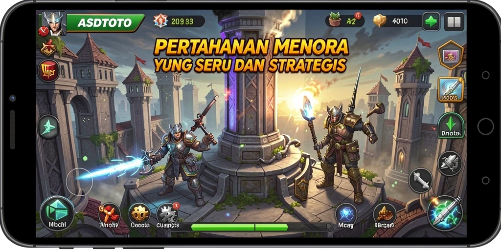 Tampilan gameplay menara pertahanan yang menegangkan di ASDTOTO.