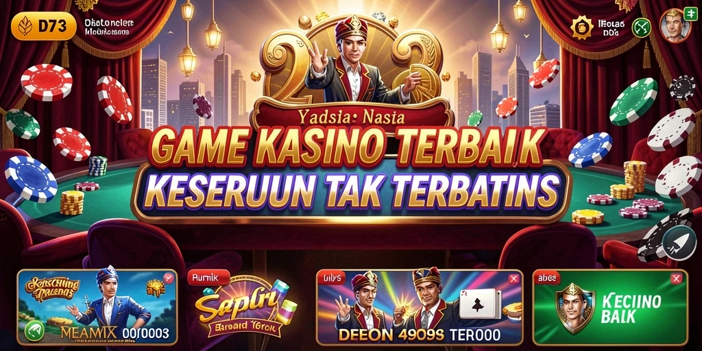 Screenshot D73 menampilkan gameplay mendebarkan dengan berbagai pilihan permainan Kasino.