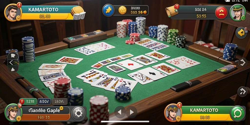 Tampilan gameplay KAMARTOTO dengan suasana permainan Gaple yang seru.