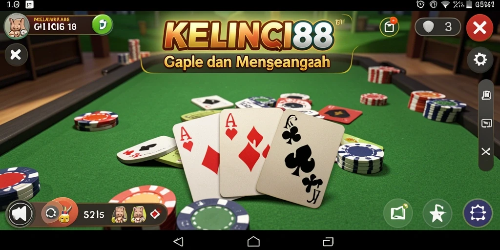 Tampilan gameplay KELINCI88 yang menarik dan interaktif saat bermain Gaple.