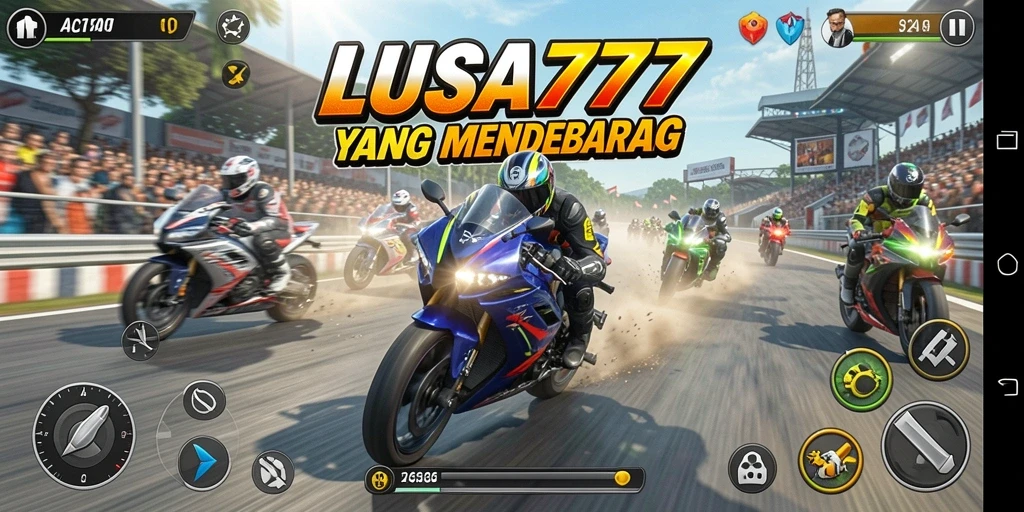 Tampilan seru dari gameplay balapan motor yang mendebarkan.