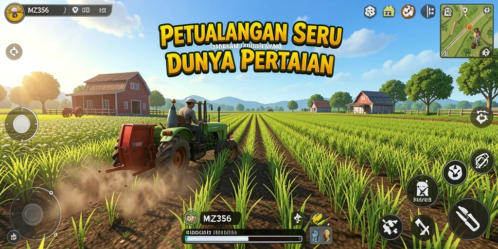 Screenshot gameplay MZ356 menampilkan aktivitas bertani yang seru.