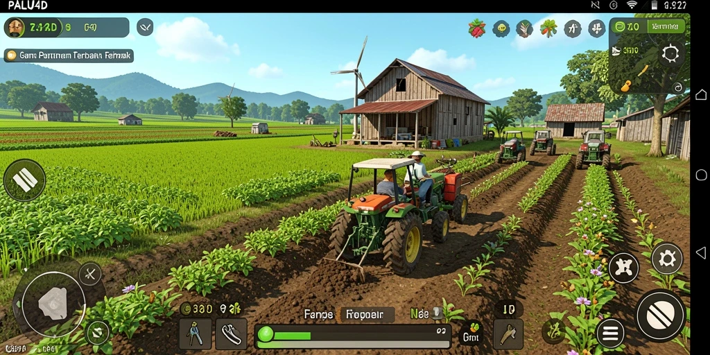 Screenshot gameplay PALU4D menampilkan suasana pertanian yang asri dan interaktif.