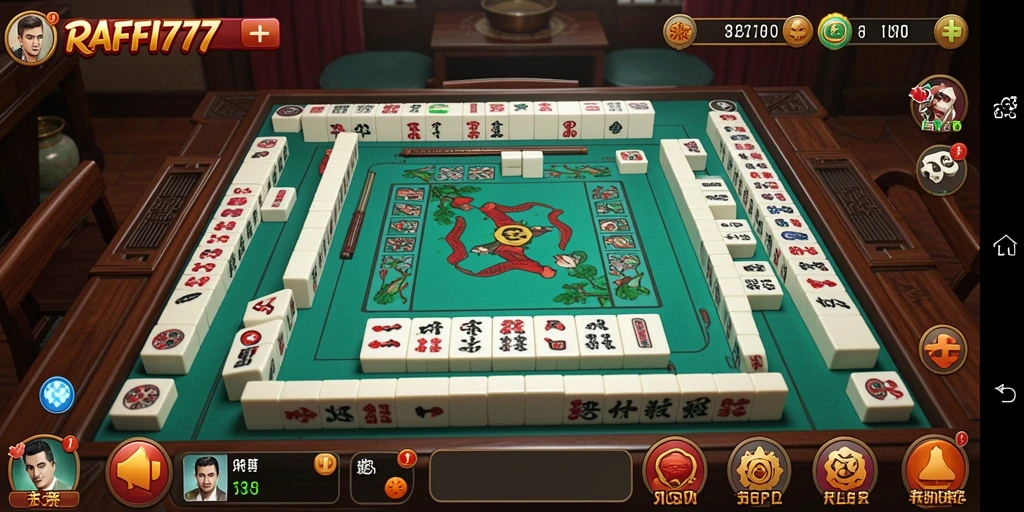 Screenshot gameplay RAFFI777 menunjukkan suasana bermain Mahjong yang seru.