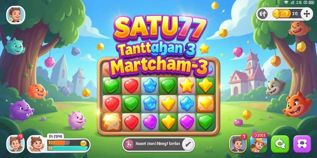 Tangkapan layar menampilkan gameplay seru dalam SATU77 Match-3.
