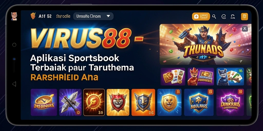 Tampilan menarik dari aplikasi VIRUS88 dengan fitur taruhan olahraga.
