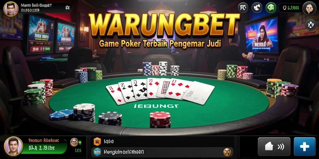 Tangkapan layar utama WARUNGBET menampilkan suasana permainan Poker yang intens.