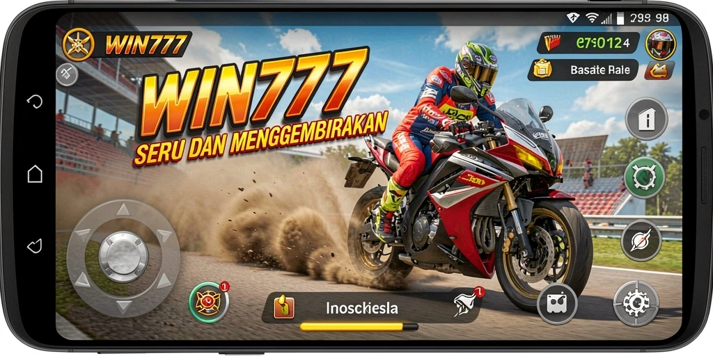 Tampilan seru gameplay balapan motor di WIN777.